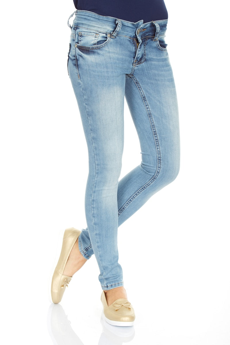 High Waist Skinny Jeans in Indigo Blue